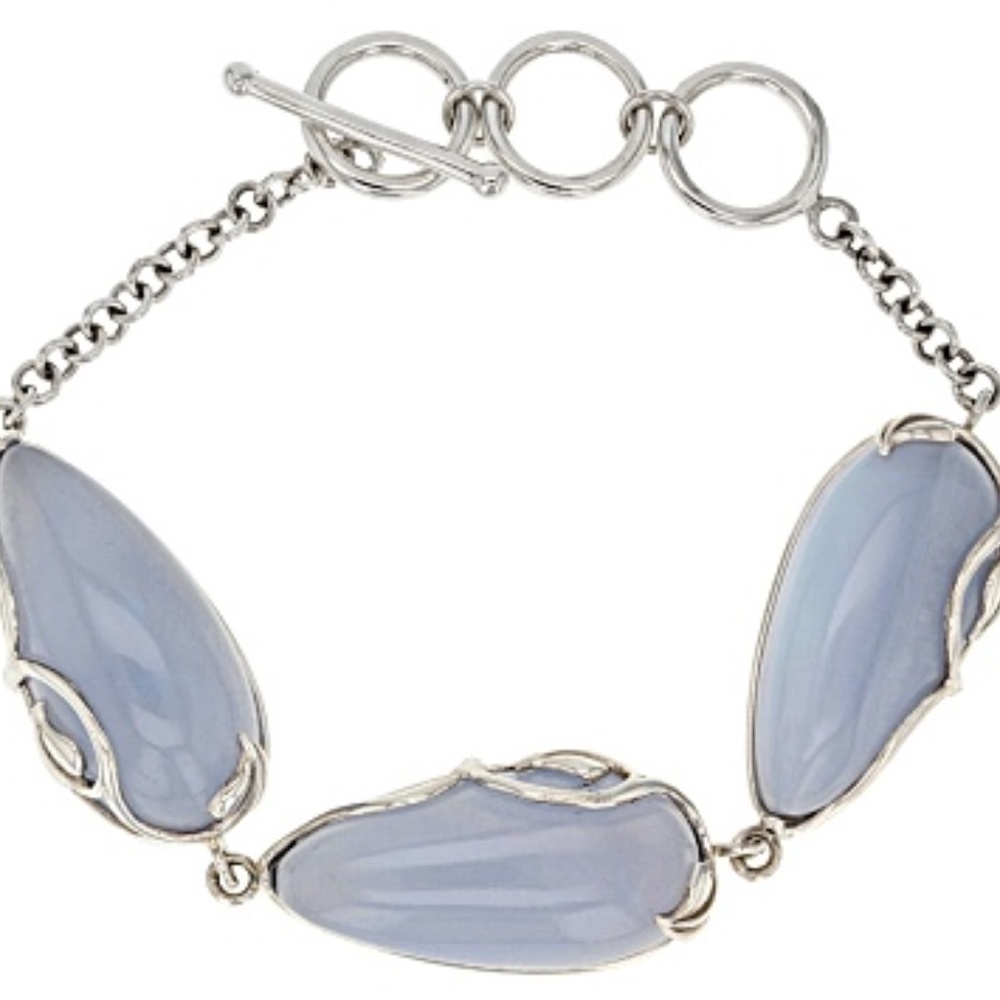 Blue Lace Agate Sterling Silver Bracelet